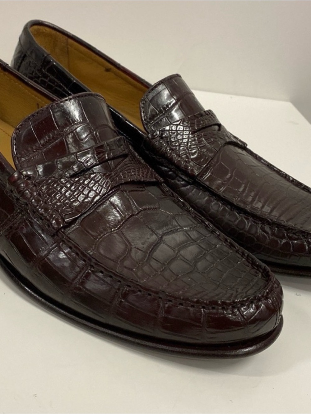 Caporicci 9961 Gold genuine alligator Leather Slip-On Loafers made 100% in Italy - Picture 6 of 12